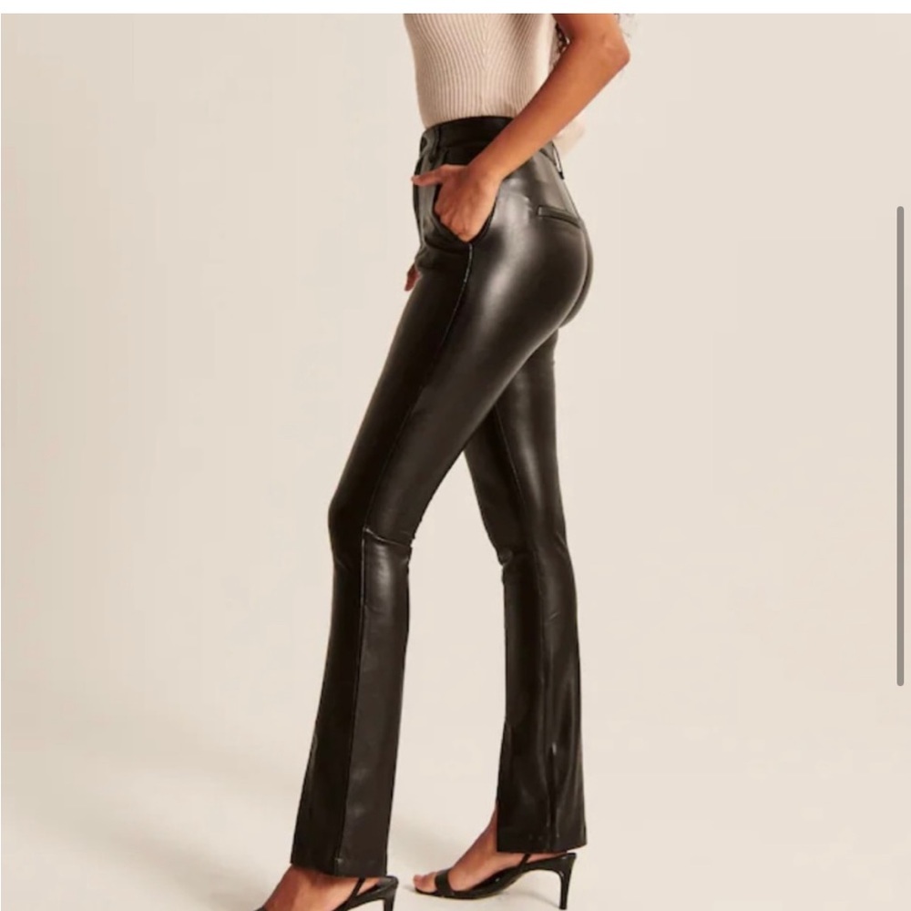 Abercrombie & Fitch High Rise Skinny Flare Vent Hem Faux Leather Pants 28 Short